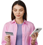 Woman holding credit card